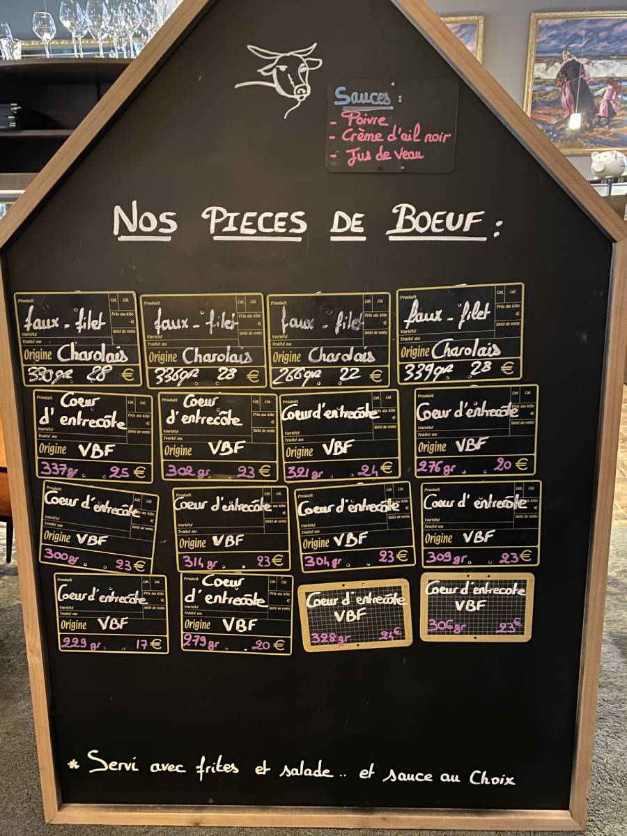 Ardoise des viandes